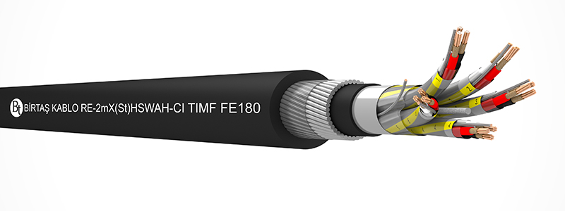 RE-m2X(St)HSWAH-CI TIMF FE180  90°C / 500 V Cu/MT/XLPE/ISCR/OSCR-LSZH/LSZH/7DW